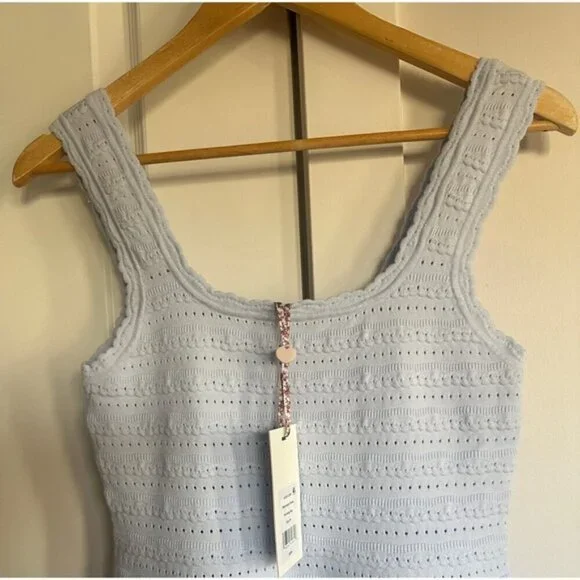 NWT LoveShackFancy Maryanne Knit Mini Dress Morning SKy Light Blue | size M - Picture 6 of 11